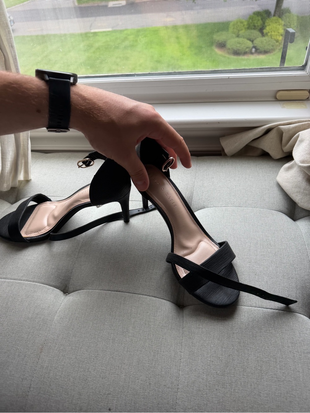 Kelly & Katie Black Open-Toe Ankle Strap Heels